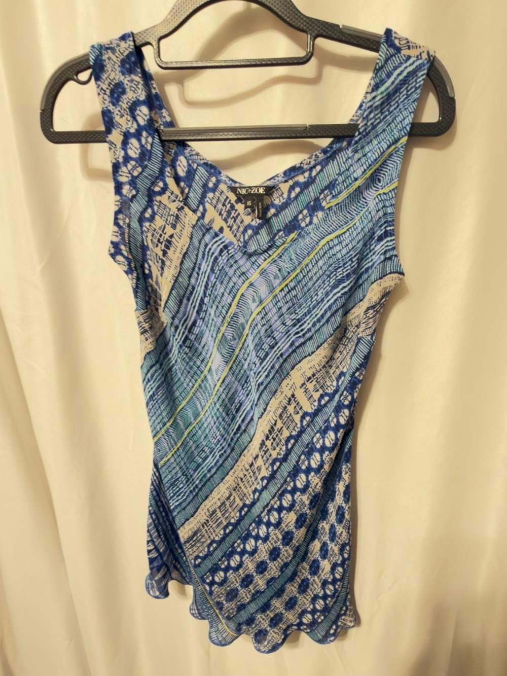Nic + Zoe Sleeveless Silky Tank Top Blue Print Size XS